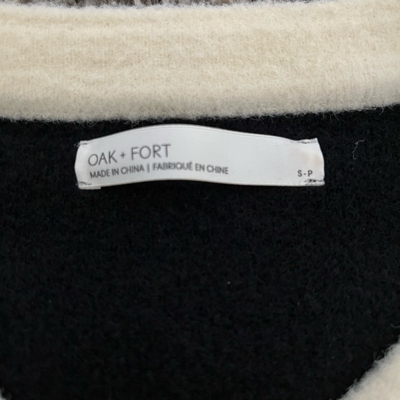 OAK + FORT black contrast trim button-up cardigan - Picture 2 of 3